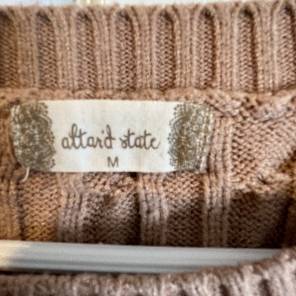 Altar'd State Tan Cable Knit Sweater, Size M - Picture 2 of 13